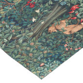 緑の森の動物のキツネ、ヘールグリーンフローラ ショートテーブルランナー (コーナー)