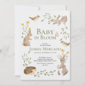 緑の森の動物の森のベビー開花 招待状 (正面)