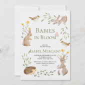 緑の森の動物の森のベビー開花 招待状 (正面)