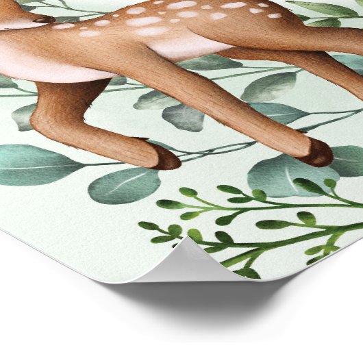 緑の森の動物の赤ちゃんシャワーへようこそ ポスター (角)