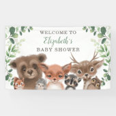緑の森の動物の赤ちゃんシャワーへようこそ 横断幕 (横)