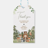 緑の森の動物の赤ちゃんシャワーメッセージカード ギフトタグ (正面)