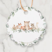 緑の森の動物ツインズベビーシャワーの好意 フェイバータグ (裏面)