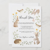緑の森の動物ベビーシャワーサンキューカード 招待状 (正面)