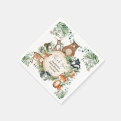 緑の森の動物ベビーシャワー1歳の誕生日 スタンダードカクテルナプキン (角)