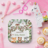 緑の森の動物ボホ素朴赤ちゃんシャワー ペーパープレート (パーティー)