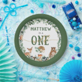 緑の森の動物ワイルドワン1歳の誕生日パ ペーパープレート (パーティー)