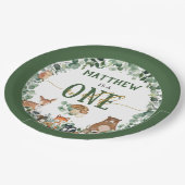 緑の森の動物ワイルドワン1歳の誕生日パ ペーパープレート (アングル)
