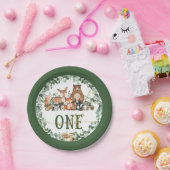 緑の森の動物ワイルドワン1歳の誕生日 ペーパープレート (パーティー)