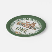 緑の森の動物ワイルドワン1歳の誕生日 ペーパープレート (アングル)