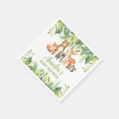 緑の森の動物赤ちゃんシャワー誕生日少年 スタンダードカクテルナプキン (角)