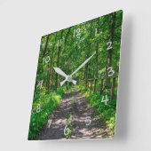 緑の森の小道 スクエア壁時計 (傾斜)
