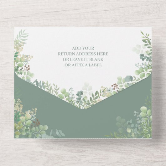 緑の森の森林動物の赤ちゃんシャワー オールインワン招待状 (裏面)