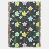 緑の森の水彩スプーンの花 スローブランケット (正面縦)