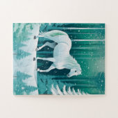 緑の森の白い馬 ジグソーパズル (横)