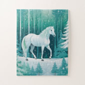 緑の森の白い馬 ジグソーパズル (縦)