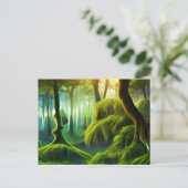 緑の森の神秘的な風景 ポストカード (スタンド正面)