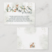 緑の森の赤ちゃんシャワー本のためのベビー エンクロージャーカード (正面/裏面)