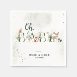 緑の森の赤ちゃんシャワー スタンダードカクテルナプキン