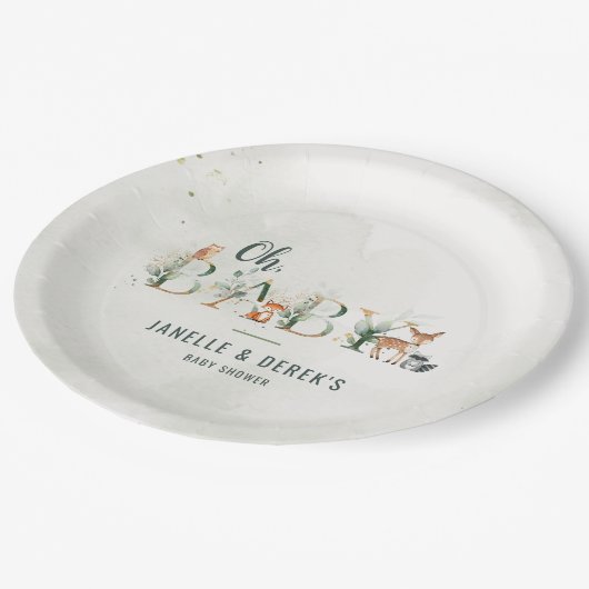 緑の森の赤ちゃんシャワー ペーパープレート (アングル)