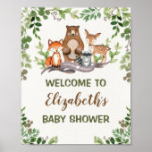 緑の森の赤ん坊の動物ウェルカムポスター ポスター (正面)