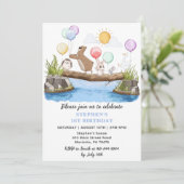 緑の森の風船誕生日パーティー 招待状 (スタンド正面)