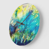 緑の森の鹿 ラージ壁時計 (傾斜)