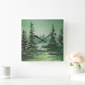 緑の森林を絵を描いている柱時計アンヘイェズ スクエア壁時計 (ホーム)