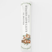 緑の森林動物の赤ちゃんシャワー背景禁止 横断幕 (縦)