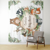 緑の森林動物の赤ちゃんシャワー タペストリー (インサイチュ)