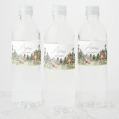 緑の森林動物の赤ちゃんシャワー ペットボトルラベル (ボトル)
