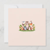 緑の森林動物の赤ちゃんユニセックスシャワー サンキューカード (裏面)