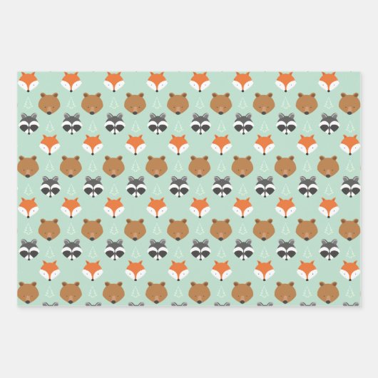 緑の森林動物 ラッピングペーパーシート (正面3)