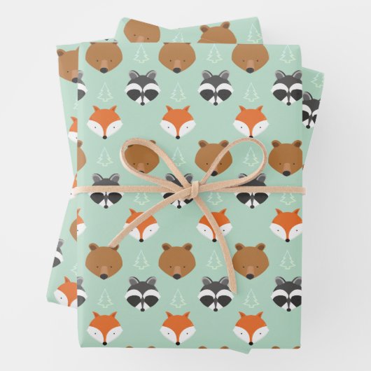 緑の森林動物 ラッピングペーパーシート (インサイチュ)