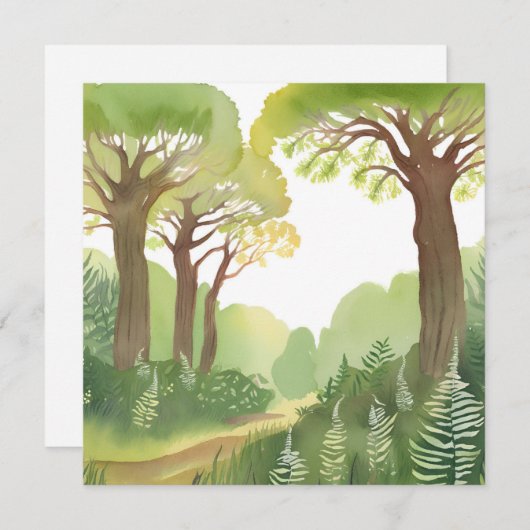 緑の森林樹 | 自然の美しい水色 カード (正面/裏面)
