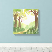緑の森林樹 | 自然の美しい水色 キャンバスプリント (インサイチュ (ウッドフロア))