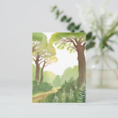 緑の森林樹 | 自然の美しい水色 ポストカード (スタンド正面)