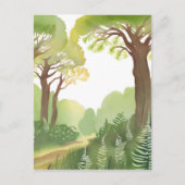 緑の森林樹 | 自然の美しい水色 ポストカード (正面)