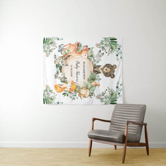 緑の森素朴の森の動物たちが歓迎 タペストリー (インサイチュ(横))