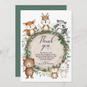 緑の森素朴（き）の動物のベビーシャワーが人気 サンキューカード (正面/裏面)