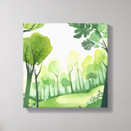 緑の森 | 風光明媚な水彩風景 キャンバスプリント
