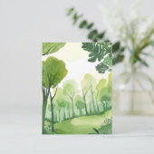 緑の森 | 風光明媚な水彩風景 ポストカード (スタンド正面)