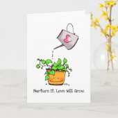 緑の植物と水やり缶 カード (黄色い花)