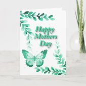 緑の植物と蝶 カード (正面)