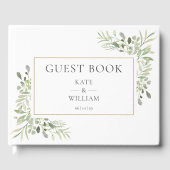 緑の植物のエレガモダンントウェディング ゲストブック (正面)