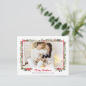 緑の植物のスクリプト写真クリスマス シーズンポストカード (スタンド正面)