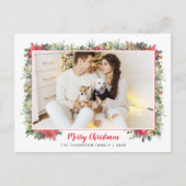 緑の植物のスクリプト写真クリスマス シーズンポストカード (正面)