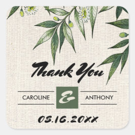 緑の植物のバーラップ結婚の感謝 スクエアシール