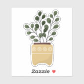 緑の植物のポット透明ステッカー シール (シート)