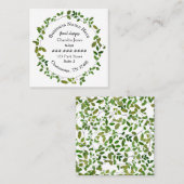 緑の植物のリースの花屋の正方形 スクエア名刺 (正面/裏面)